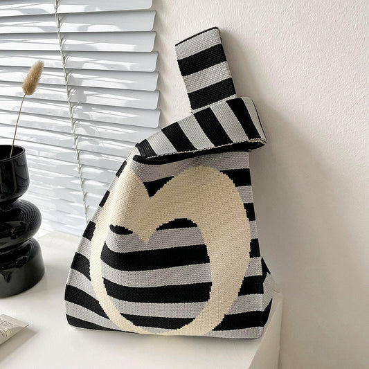 Striped Heart Tote Bag